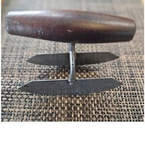 Vintage Double blade metal chopper wood handle rocking -decor or use